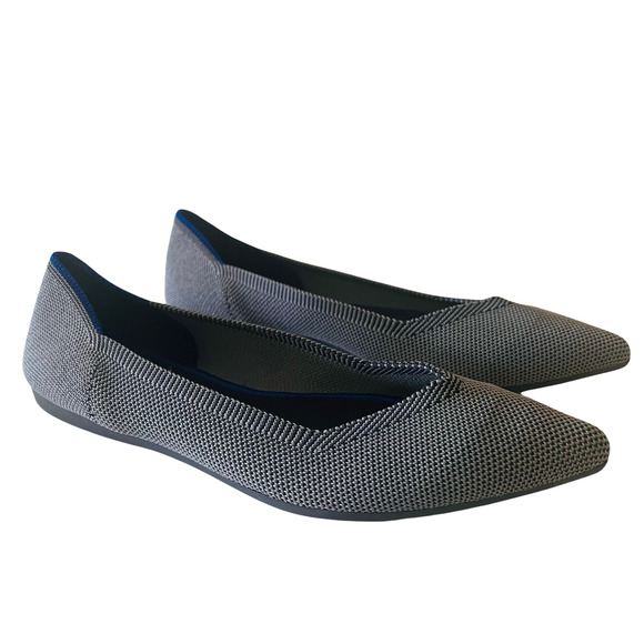Rothy’s The Point Cloud Grey Birdseye Flat Shoes Size 8 - Picture 2 of 11